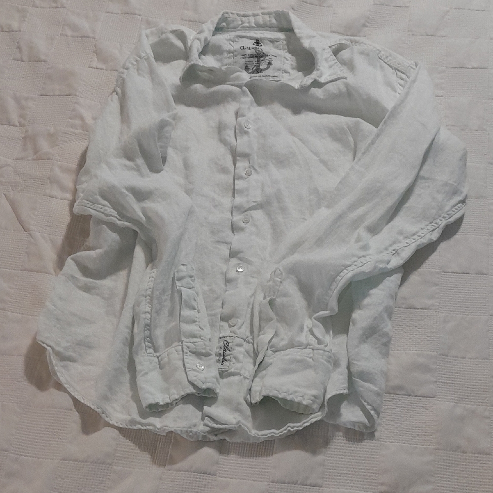 Claudio Milano 100% Linen Men's Longsleeve Shirt Size XL